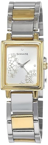 Sonata Women's Watch Analog Silver Dial With Stainless Steel Band, 8080BM01